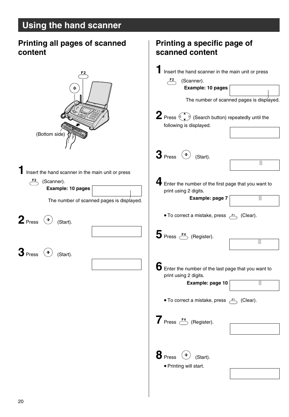 Using the hand scanner | Panasonic KX-PW301DL User Manual | Page 20 / 32