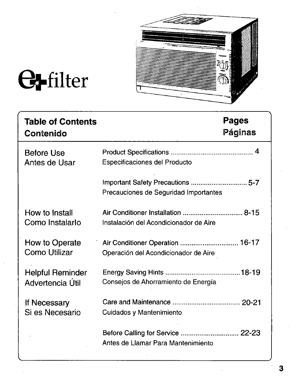 Panasonic CW-C101MU User Manual | Page 3 / 24