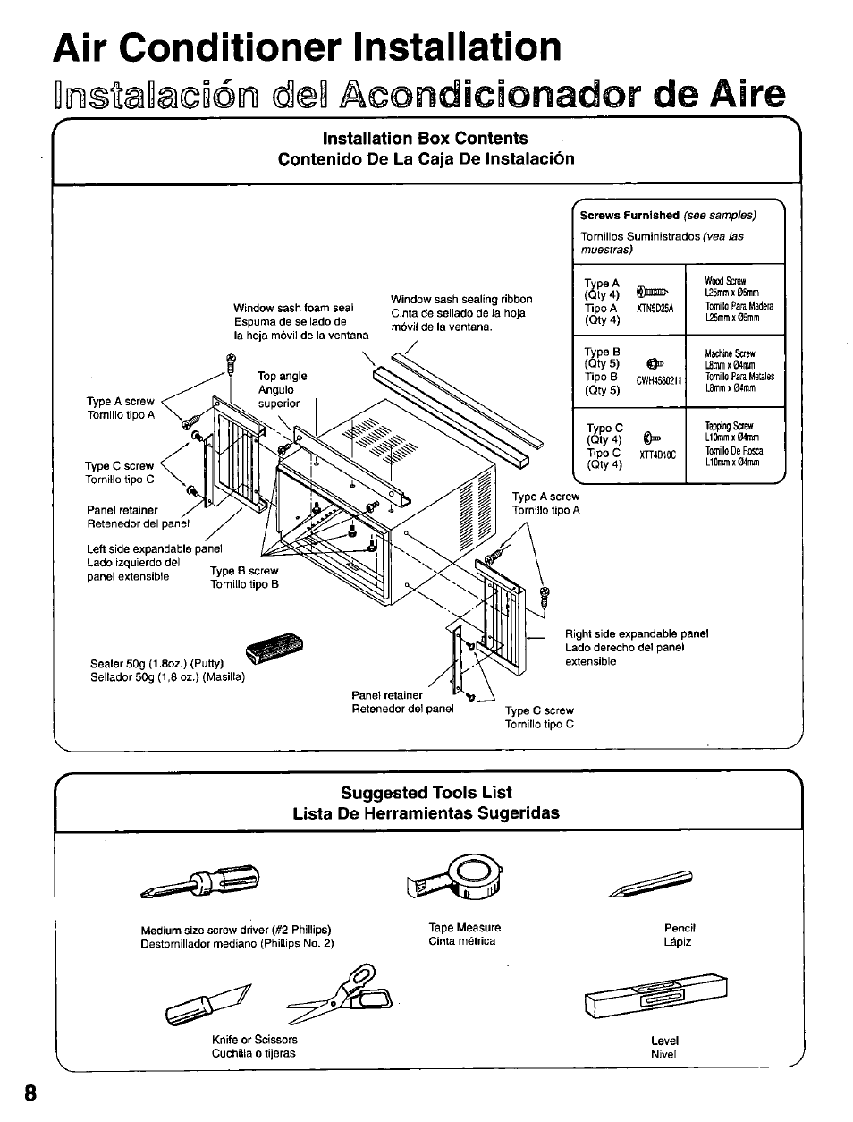 Air conditioner instailation, Air conditioner installation -15 | Panasonic CW-C101MU User Manual | Page 8 / 24