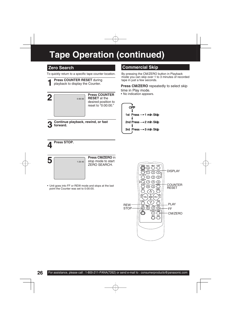 Tape operation (continued) | Panasonic PV C1343 User Manual | Page 26 / 40