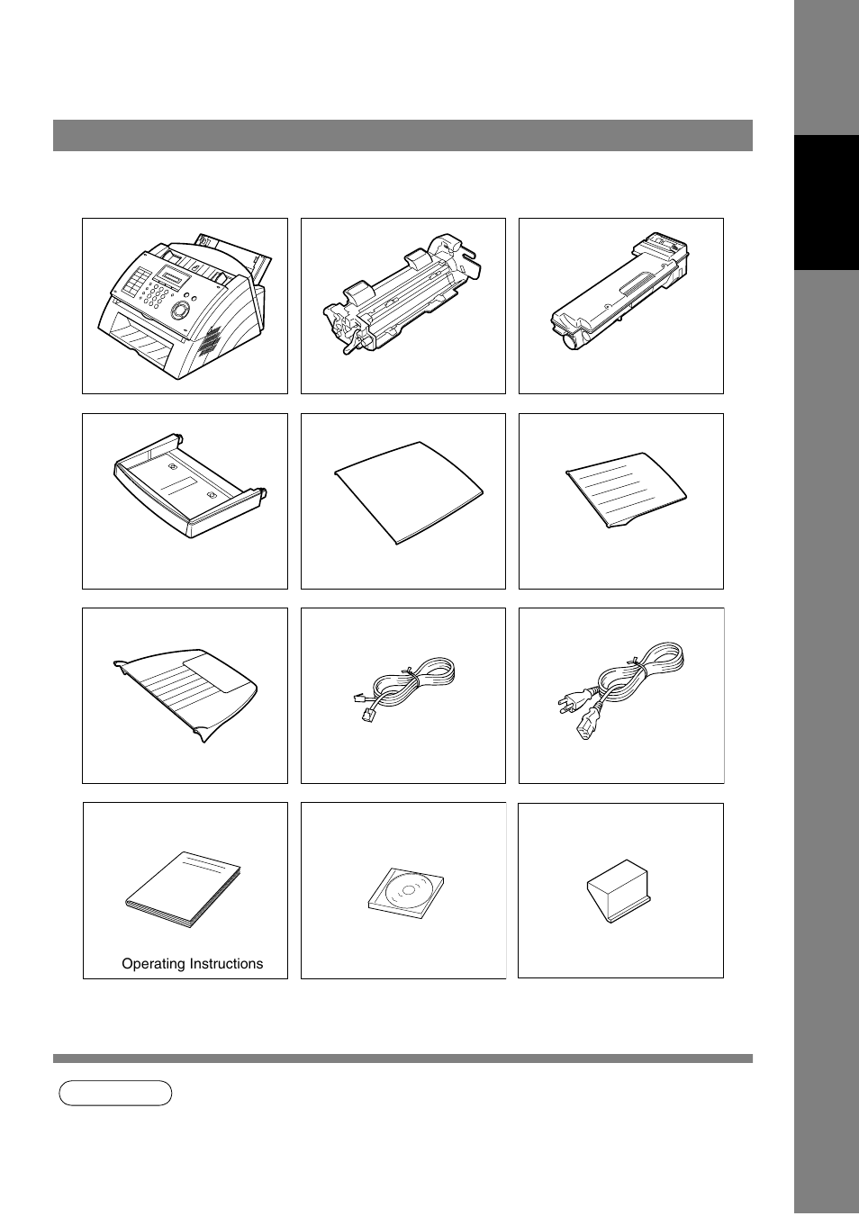 Installing your machine, Main unit and accessories | Panasonic UF-490 User Manual | Page 13 / 120