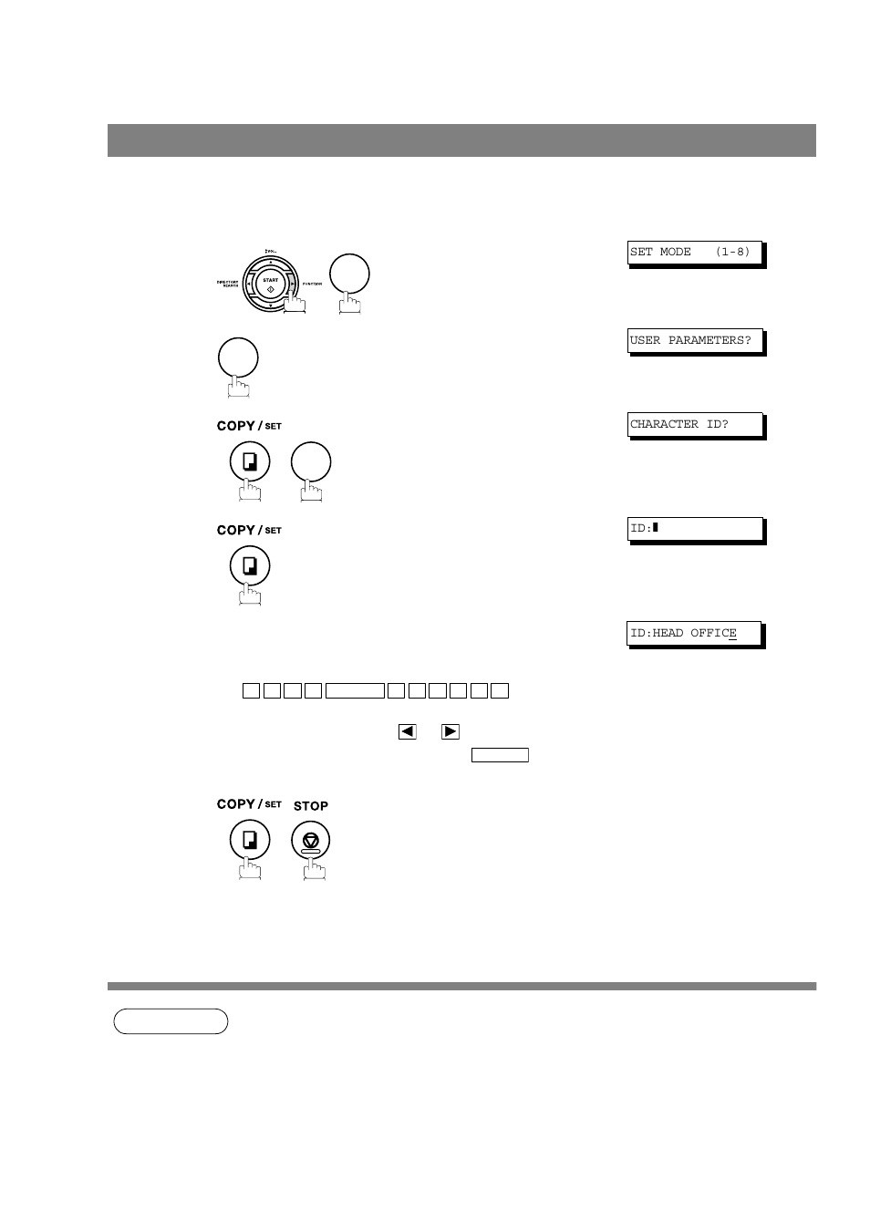 Setting your character id, User parameters | Panasonic UF-490 User Manual | Page 24 / 120