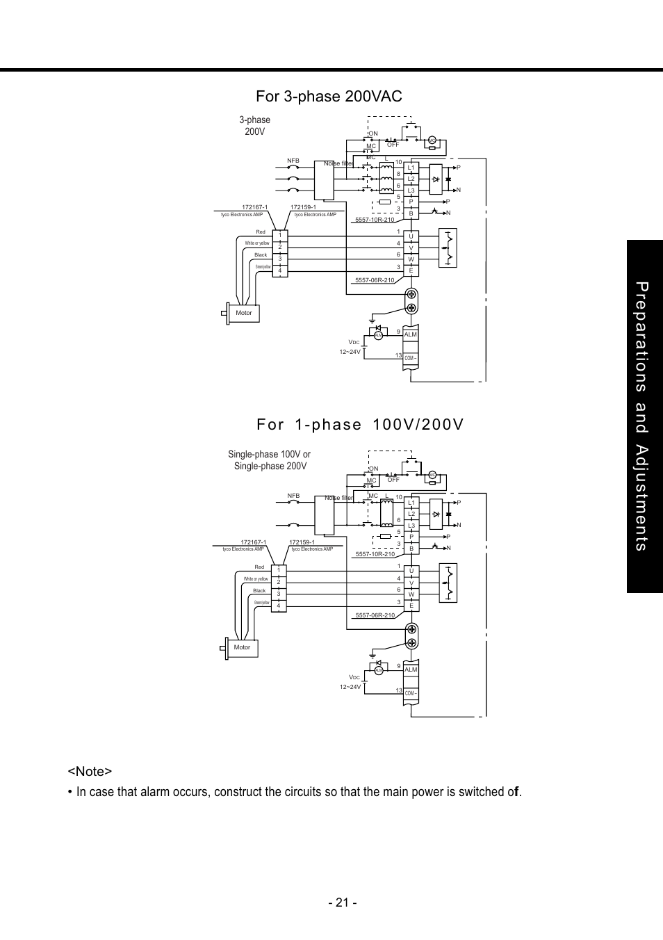 Preparations and adjustments, Phase 200v | Panasonic MDDDT5540 User Manual | Page 21 / 133