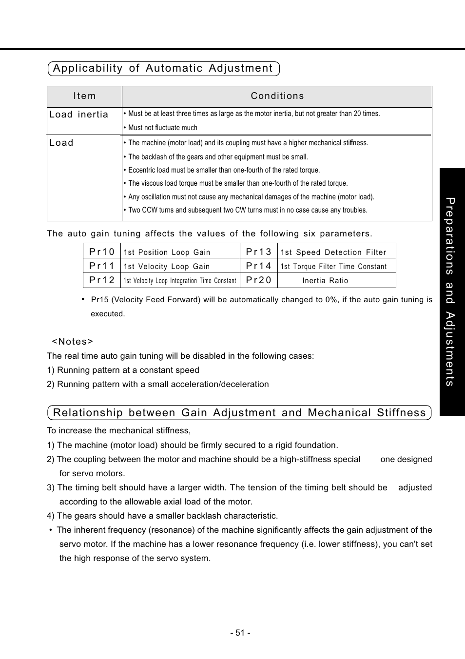 Preparations and adjustments, Applicability of automatic adjustment | Panasonic MDDDT5540 User Manual | Page 51 / 133