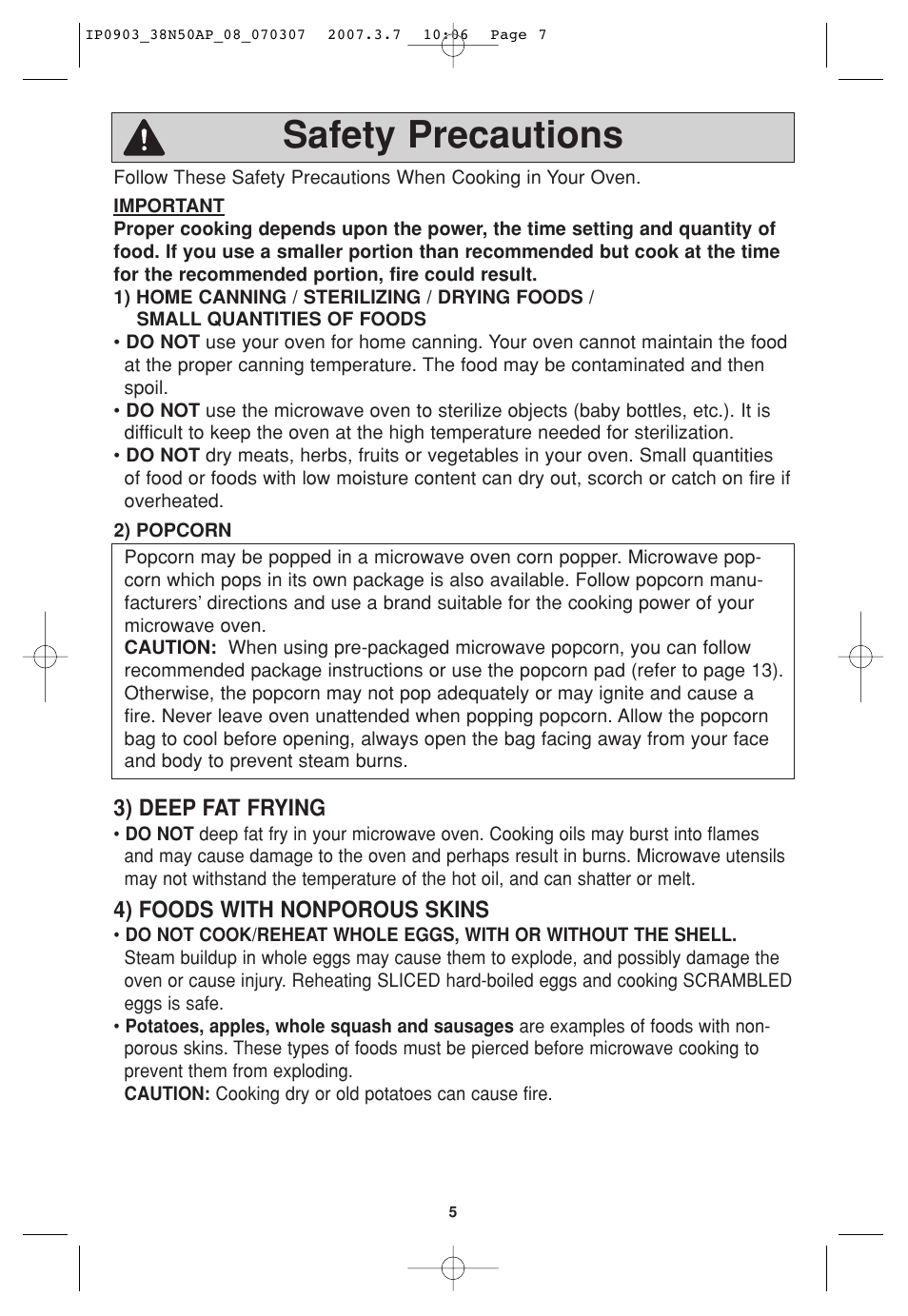 Safety precautions | Panasonic SN977 User Manual | Page 7 / 30