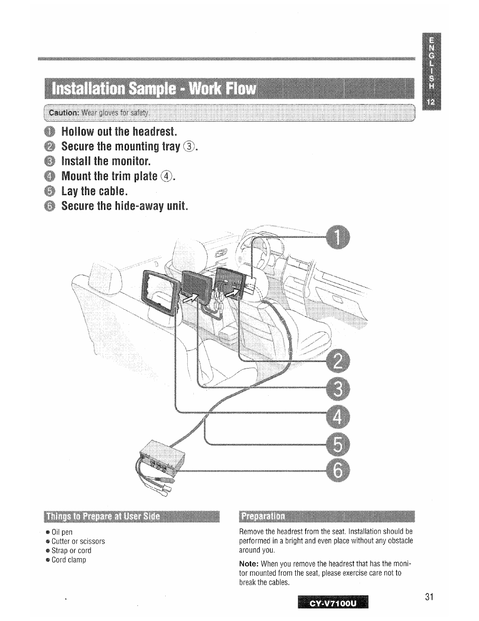 I hollow out the headrest | Panasonic CY-V7100U User Manual | Page 31 / 92