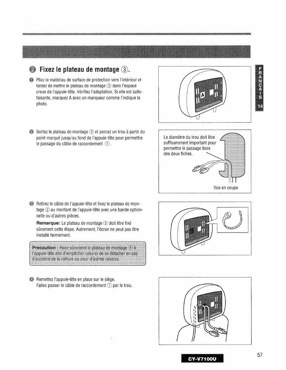 I fixez le plateau de montage, Plateau de | Panasonic CY-V7100U User Manual | Page 57 / 92