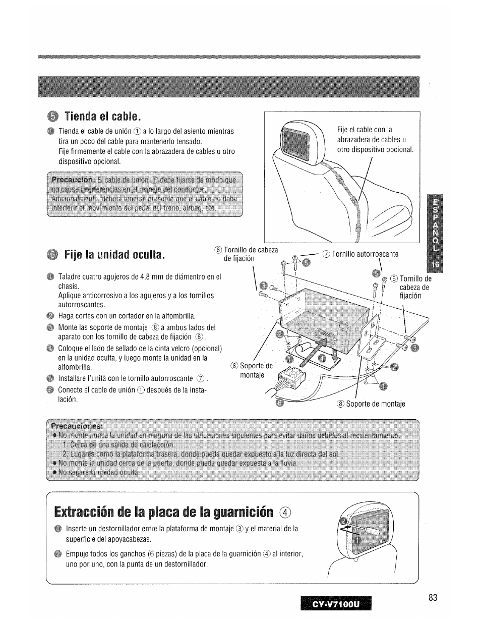 Eitraccfon, Placa de la guarnición | Panasonic CY-V7100U User Manual | Page 83 / 92