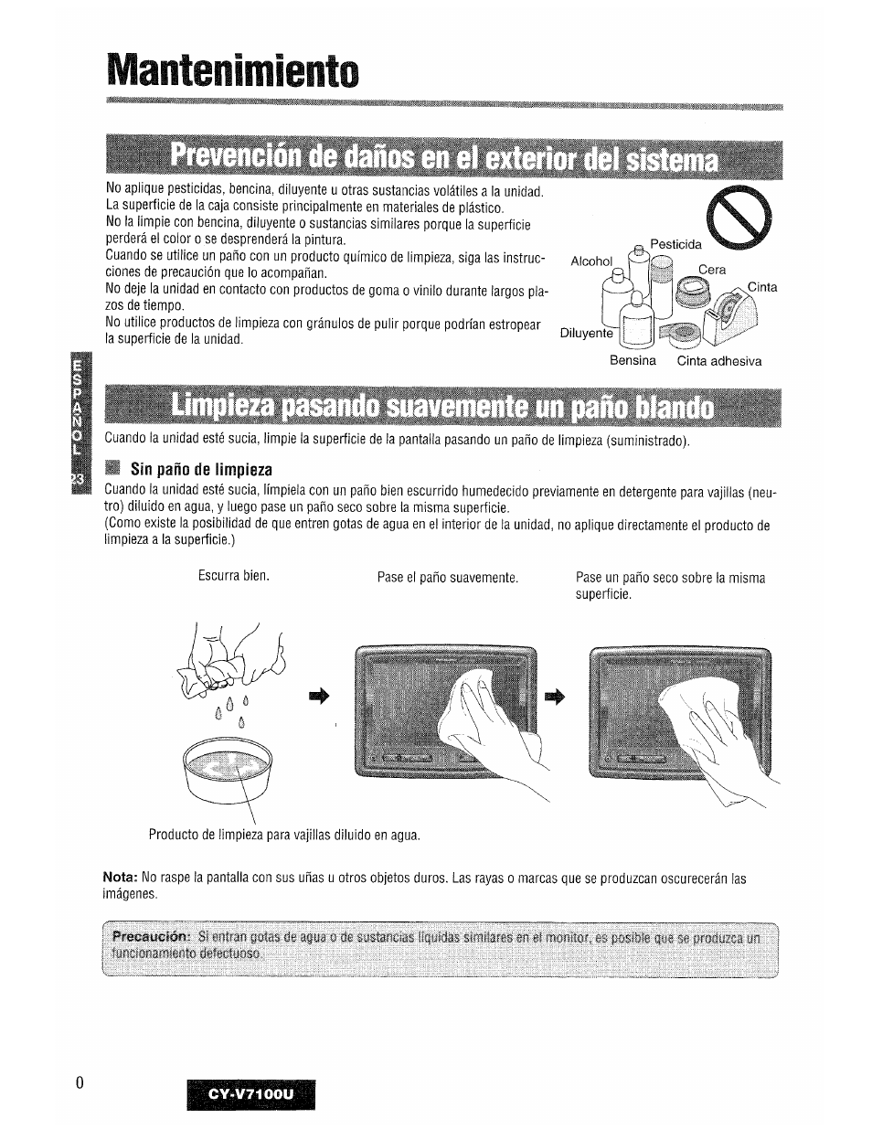 Mantenimiento, Fl sin paño de limpieza | Panasonic CY-V7100U User Manual | Page 90 / 92