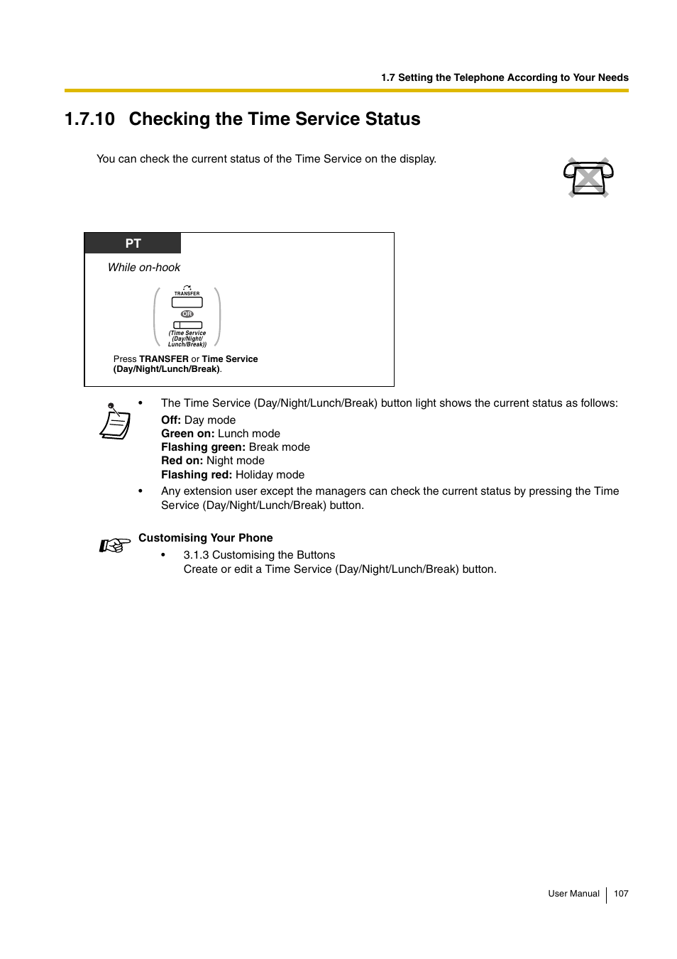 10 checking the time service status | Panasonic KX-TDA30 User Manual | Page 107 / 214