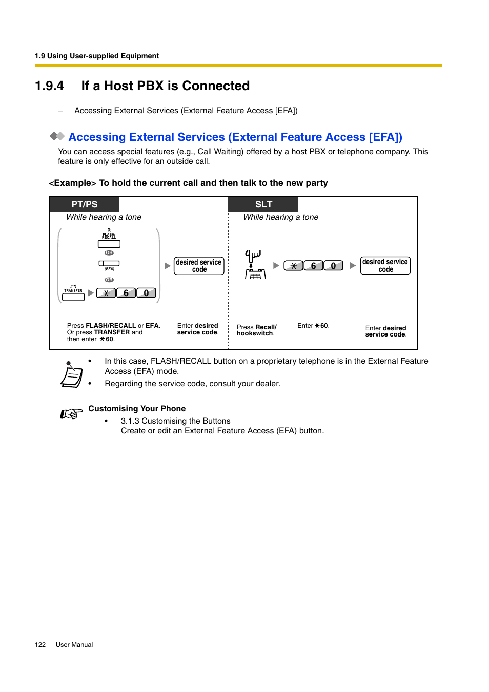4 if a host pbx is connected, Pt/ps slt | Panasonic KX-TDA30 User Manual | Page 122 / 214