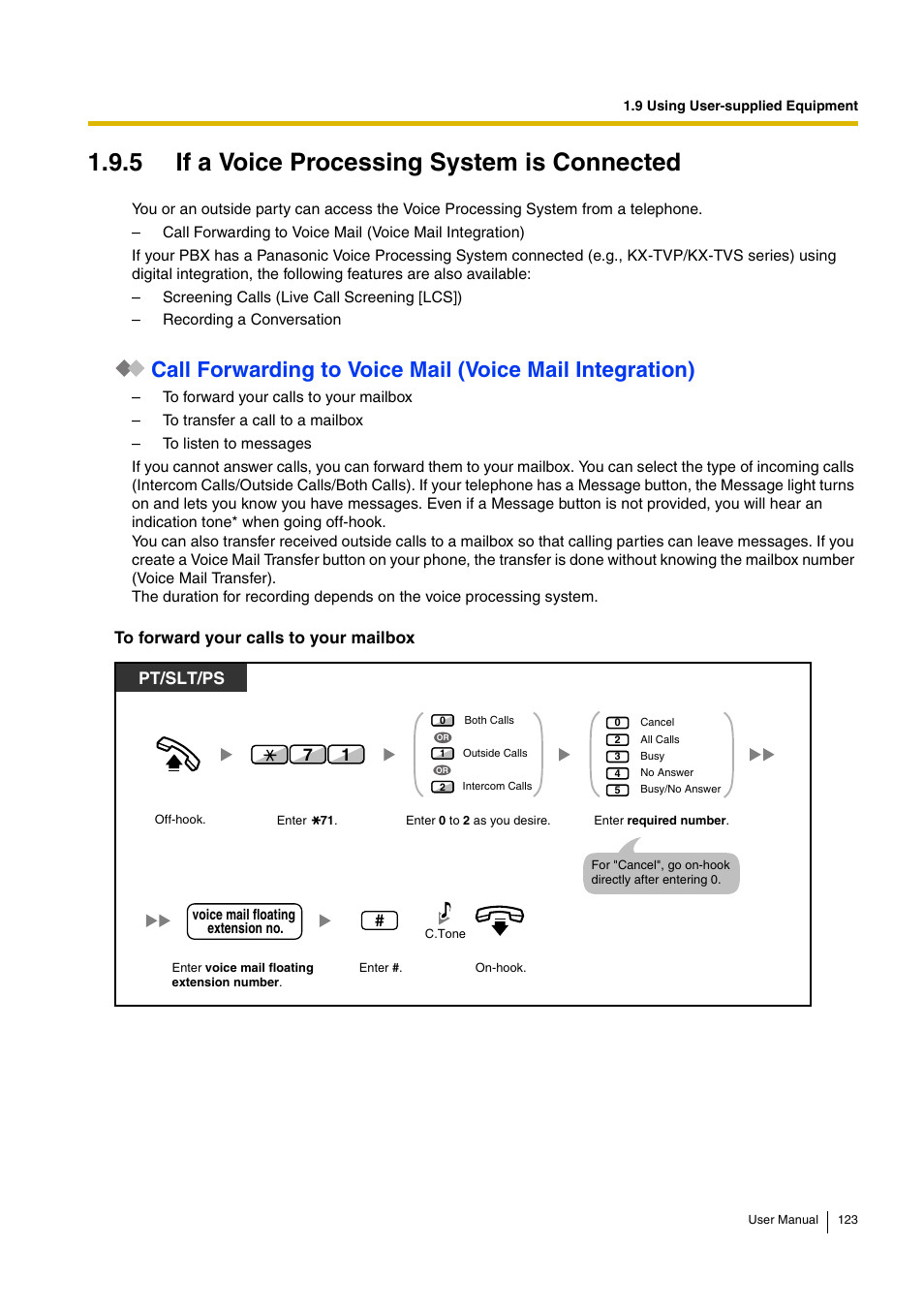 5 if a voice processing system is connected, E123), Pt/slt/ps | Panasonic KX-TDA30 User Manual | Page 123 / 214