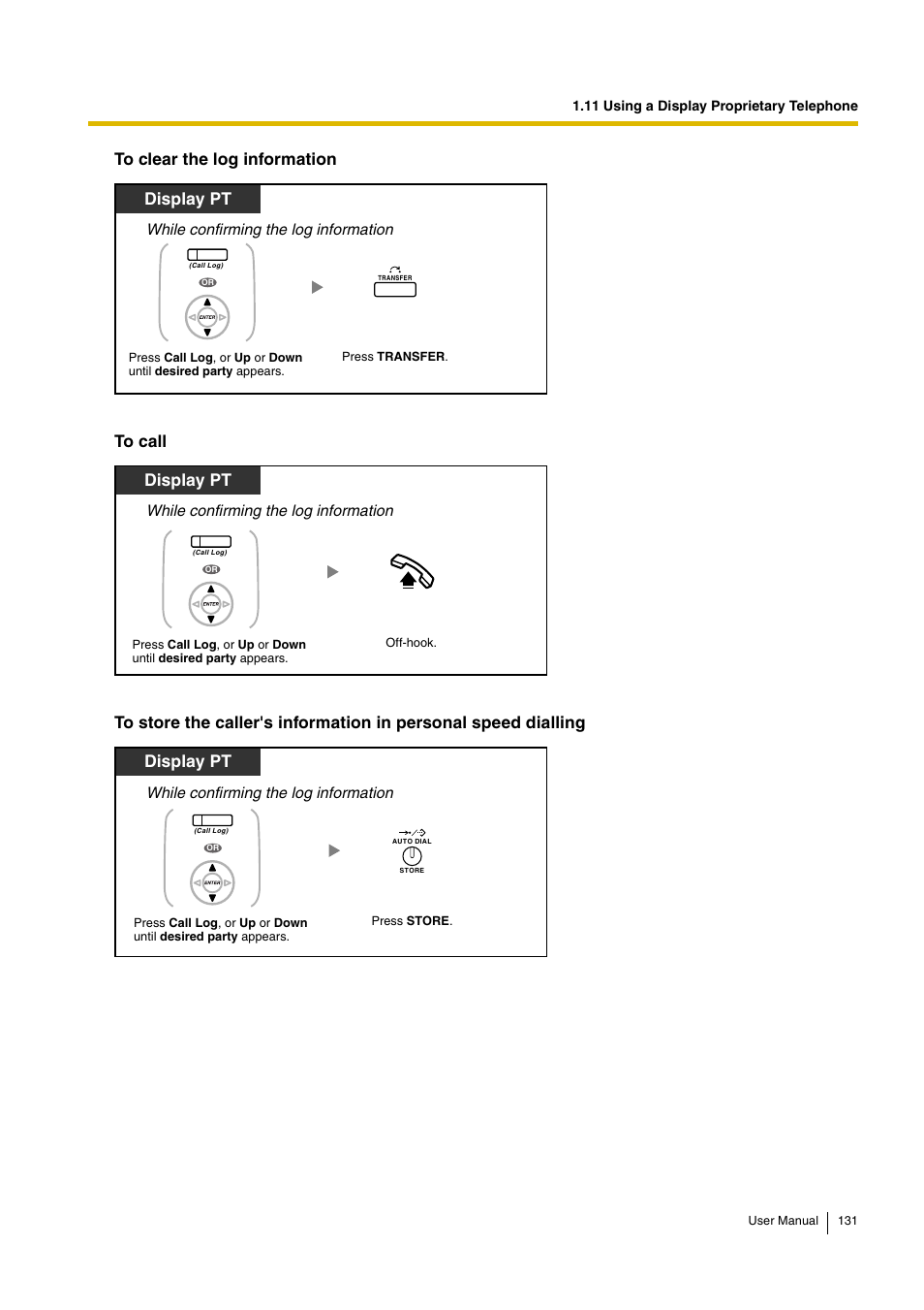 Display pt, While confirming the log information | Panasonic KX-TDA30 User Manual | Page 131 / 214