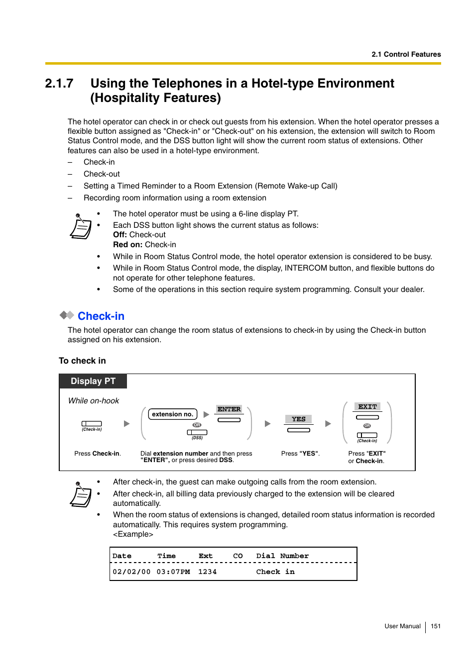 Check-in, Display pt | Panasonic KX-TDA30 User Manual | Page 151 / 214