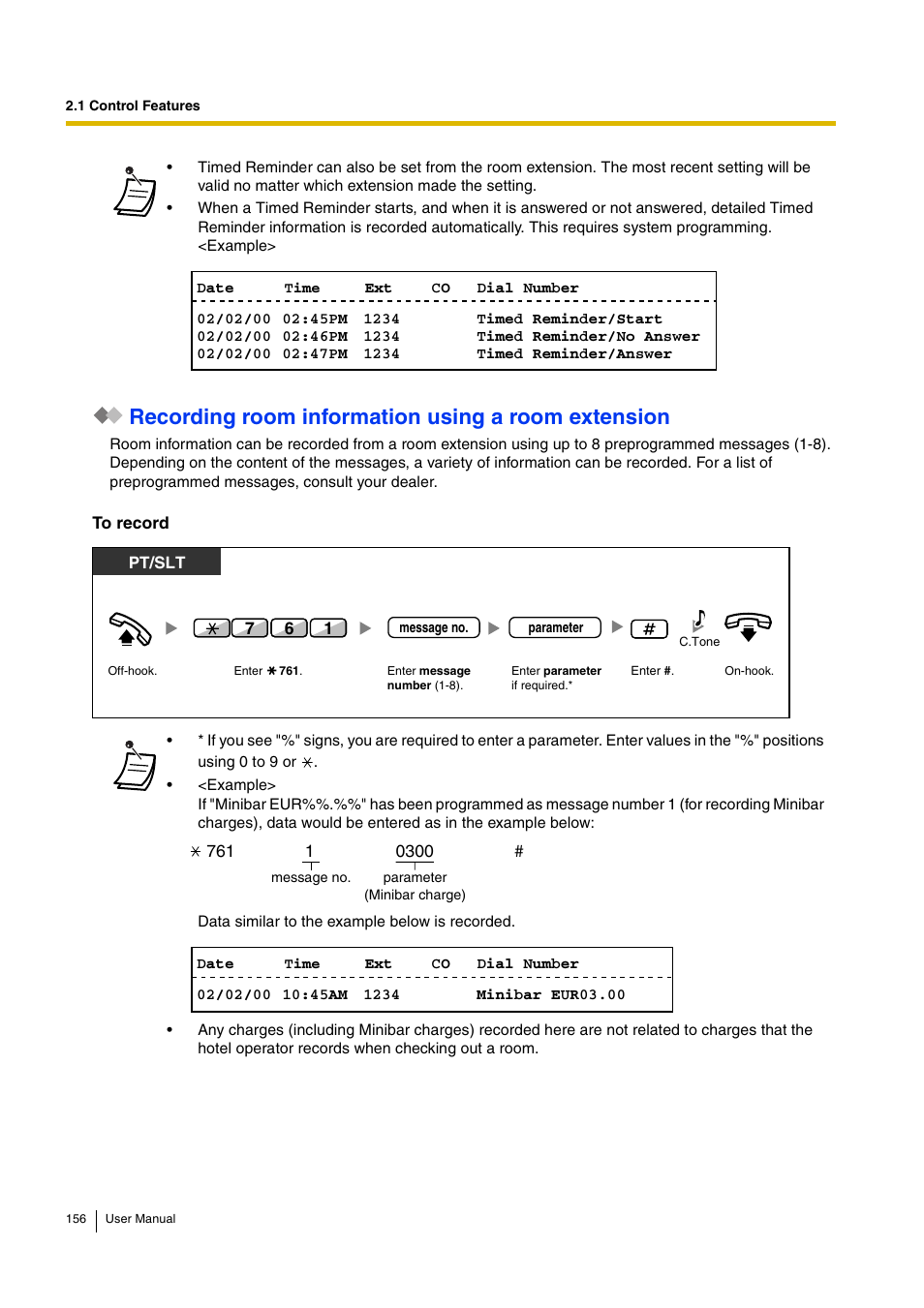 Recording room information using a room extension | Panasonic KX-TDA30 User Manual | Page 156 / 214