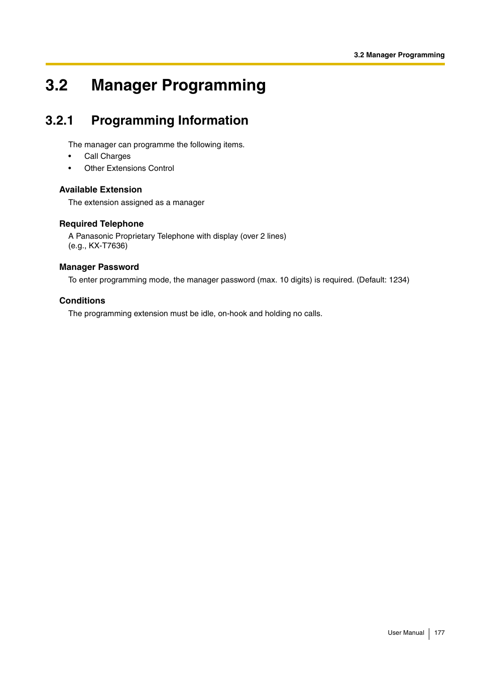 2 manager programming, 1 programming information | Panasonic KX-TDA30 User Manual | Page 177 / 214