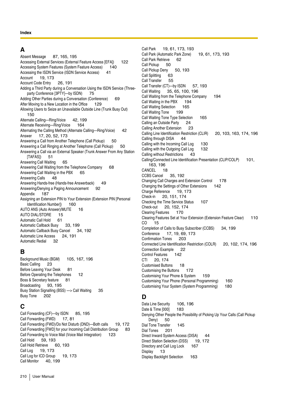 Panasonic KX-TDA30 User Manual | Page 210 / 214