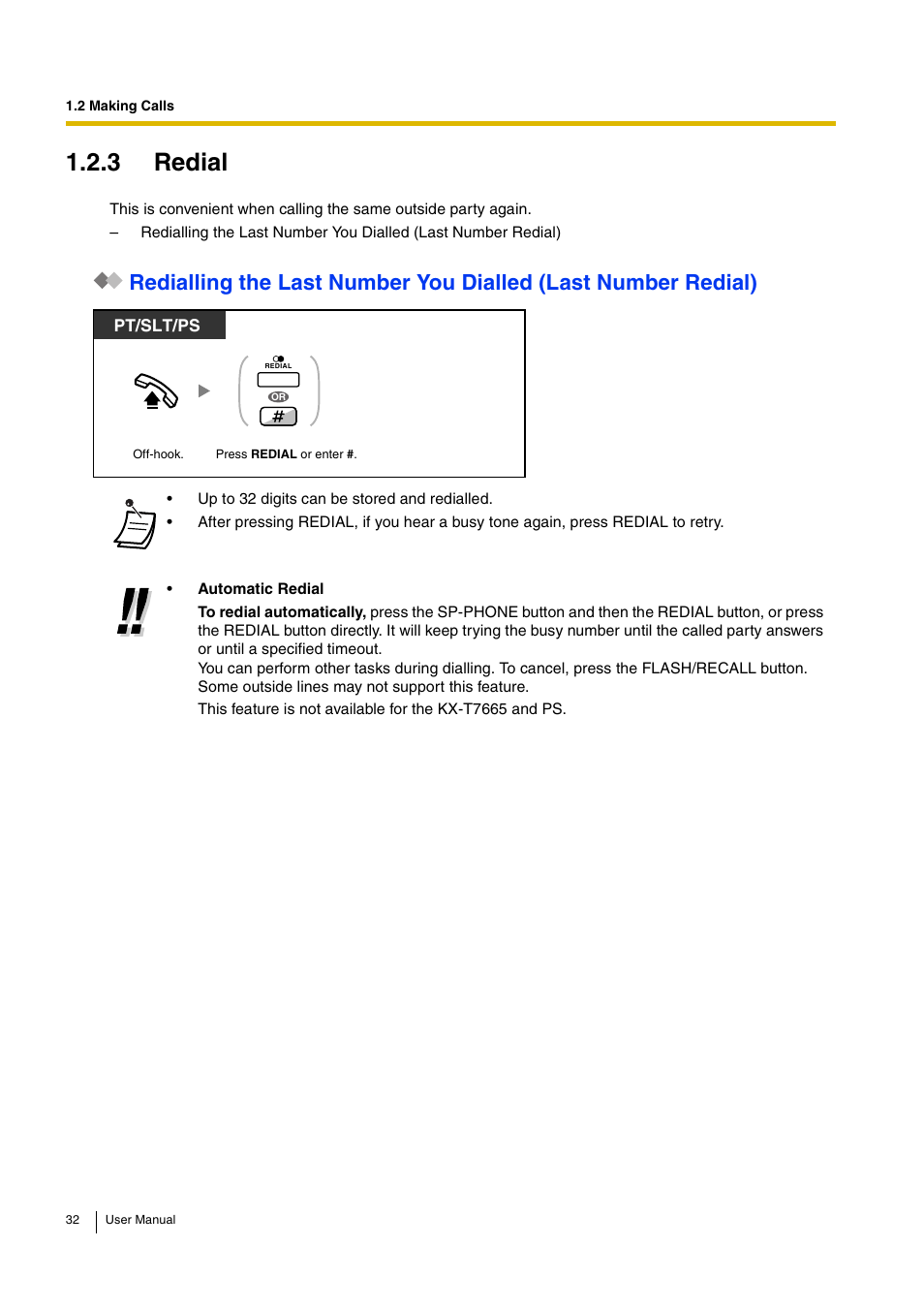 3 redial | Panasonic KX-TDA30 User Manual | Page 32 / 214