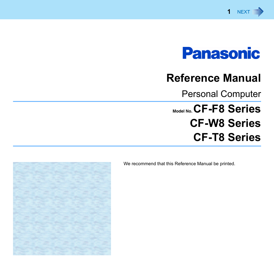 Panasonic CF-W8 User Manual | 140 pages