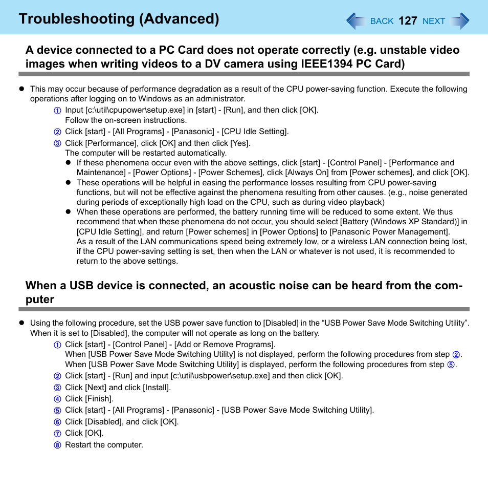 Troubleshooting (advanced) | Panasonic CF-W8 User Manual | Page 127 / 140