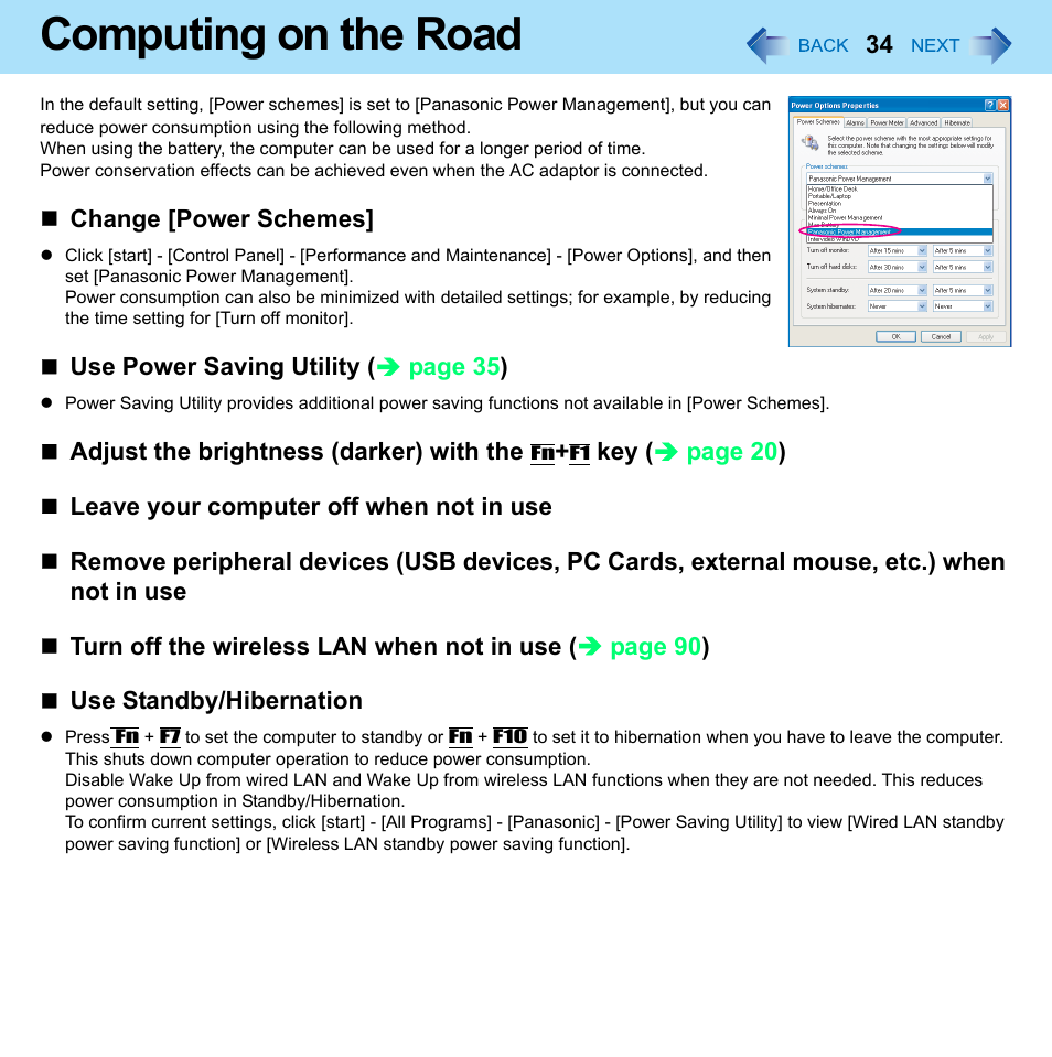 Computing on the road | Panasonic CF-W8 User Manual | Page 34 / 140