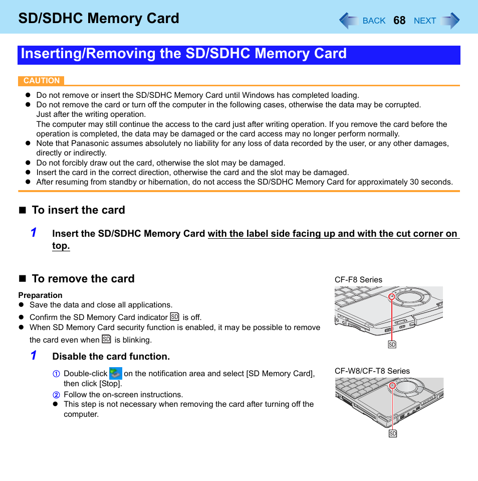 Panasonic CF-W8 User Manual | Page 68 / 140