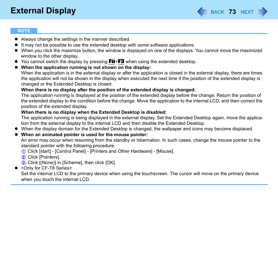 External display | Panasonic CF-W8 User Manual | Page 73 / 140