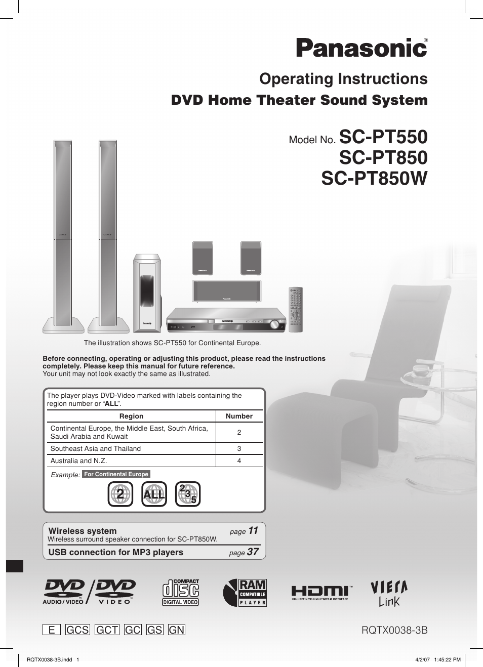 Panasonic SC-PT850 User Manual | 48 pages