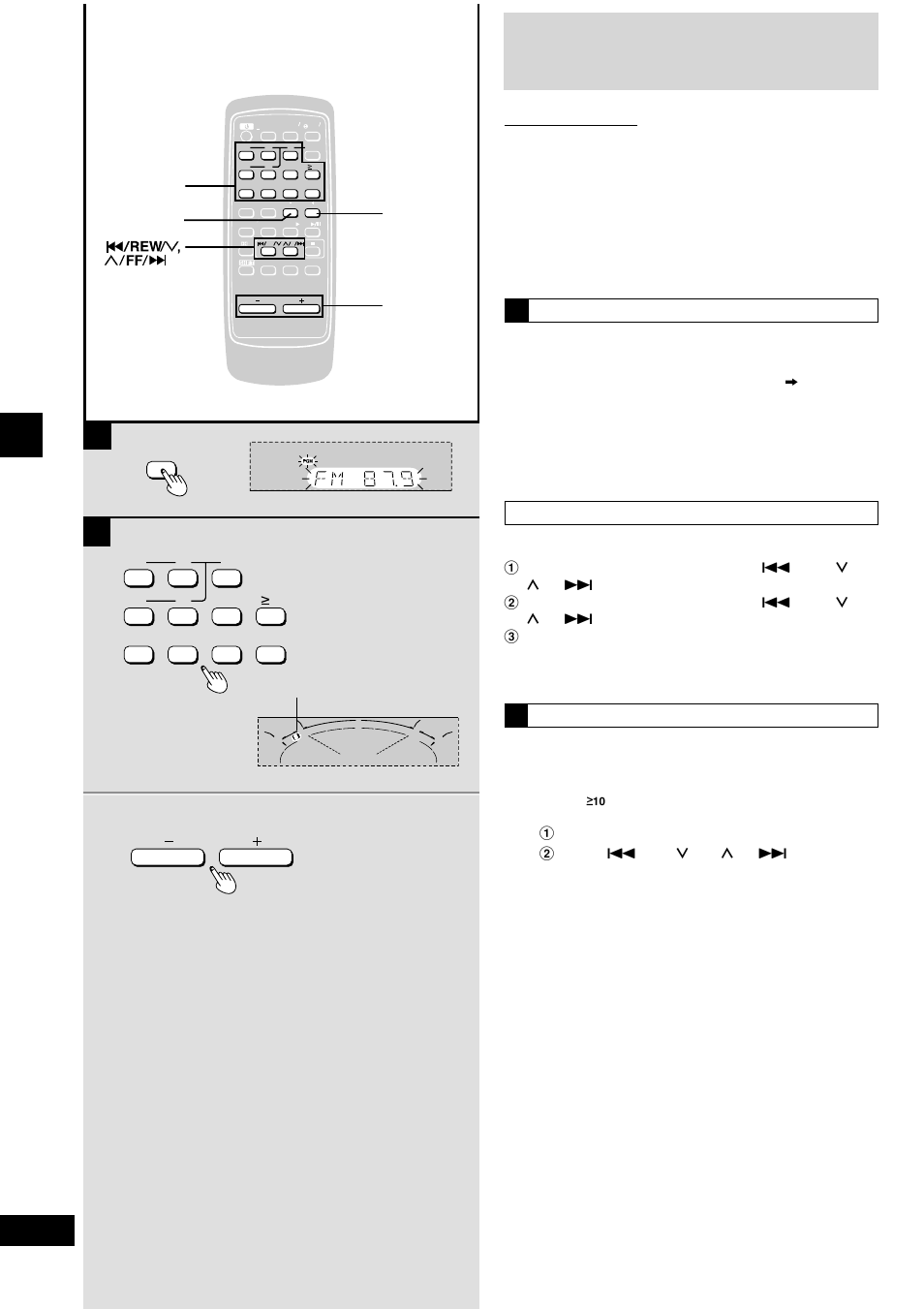 The radio: preset tuning, Press and hold [program, Press the numbered buttons to select the channel | Adjust the volume, Radio operations, Remote control only, Automatic presetting, Manual presetting, Selecting channels, Program | Panasonic SC-AK600 User Manual | Page 14 / 32