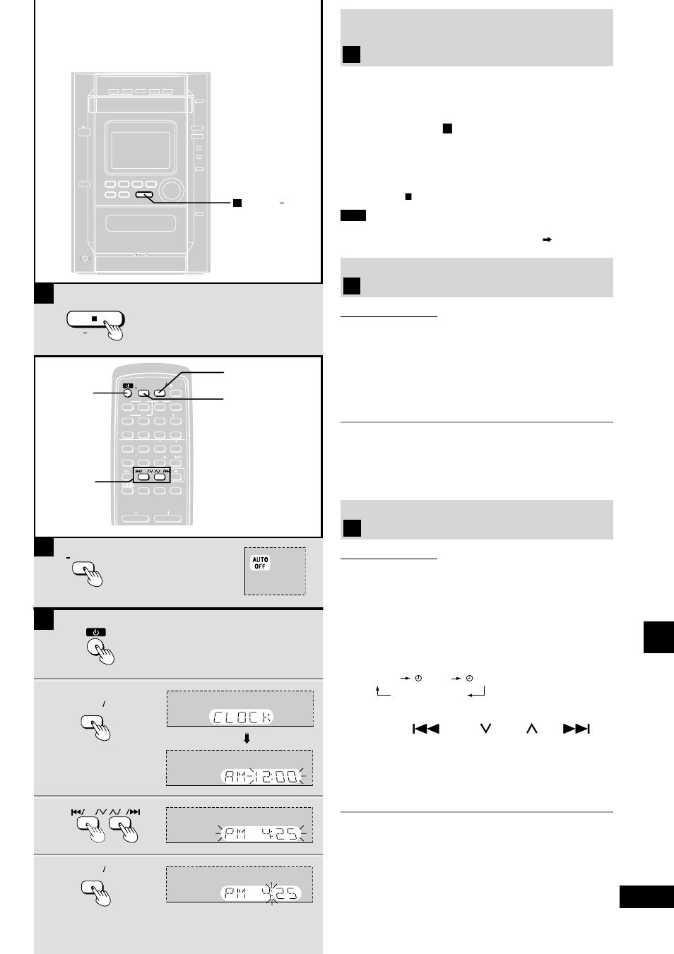Turning demo off, Auto-off function, Setting the time | C2•4, Switch on the power, Press [clock/timer] to select “clock, Press [clock/timer] to finish setting the time, Press and hold [–auto off, Timer and other operations | Panasonic SC-AK600 User Manual | Page 23 / 32