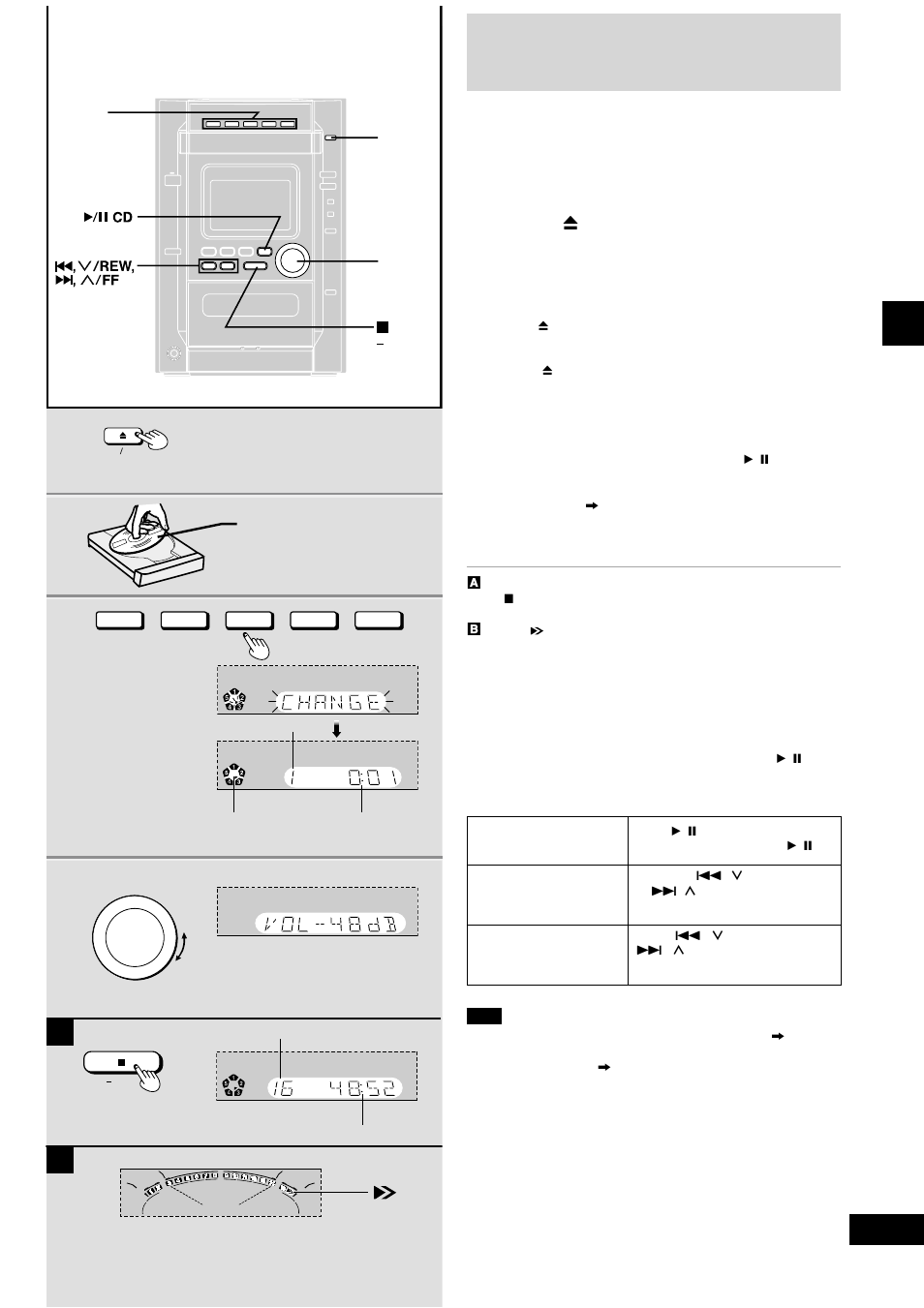 Disc operations, Playing discs, Press [ c open/close] button | Set disc in the tray, Press [(cd 1) ~ (cd 5)] to play your desired disc, Adjust the volume | Panasonic SC-AK600 User Manual | Page 9 / 32