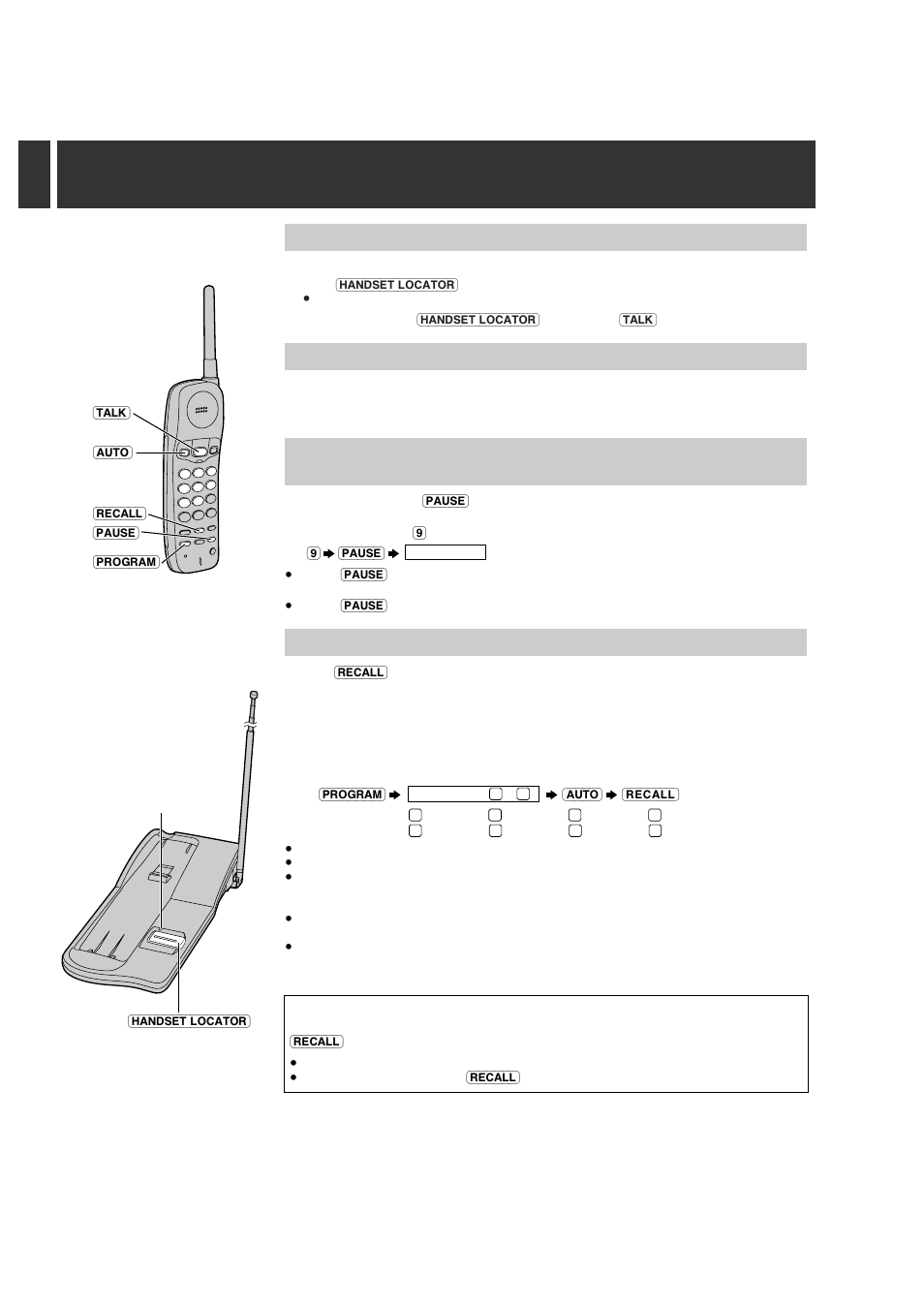 Special features, A handset locator, B automatic security code setting | C how to use the pause button, D recall button | Panasonic KX-TC1200NZB User Manual | Page 6 / 8