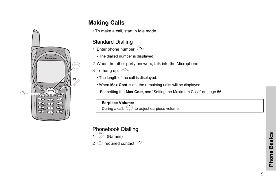 Making calls | Panasonic EB-G51E User Manual | Page 12 / 90