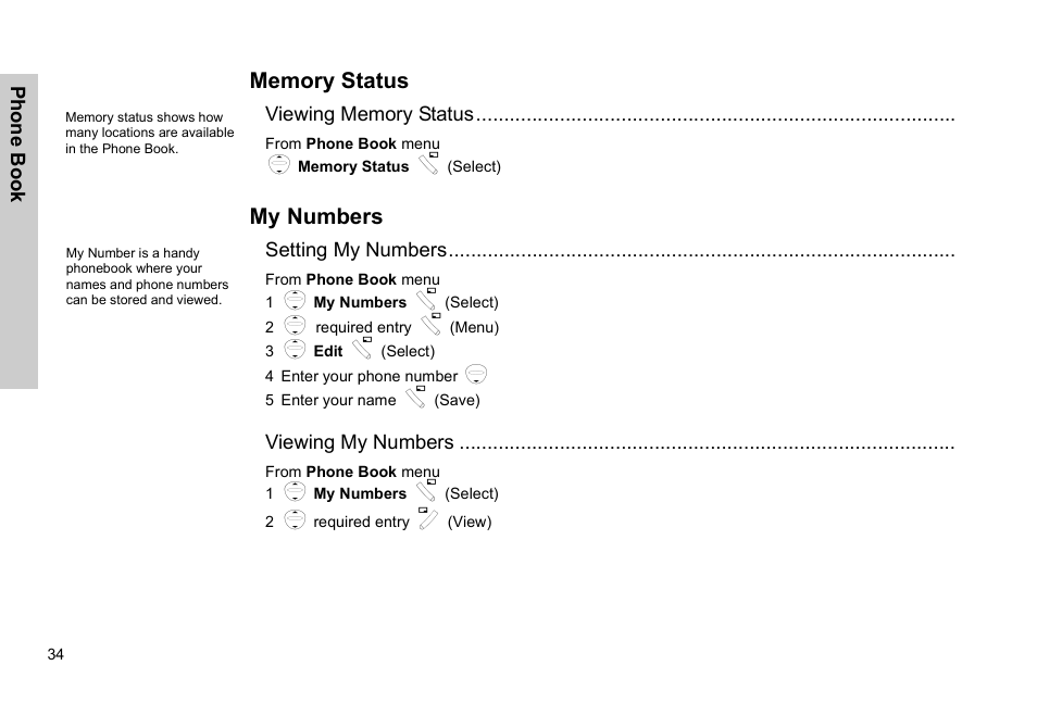 Memory status my numbers, My numbers | Panasonic EB-G51E User Manual | Page 37 / 90