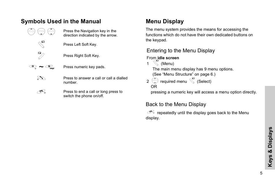 Symbols used in the manual menu display | Panasonic EB-G51E User Manual | Page 8 / 90