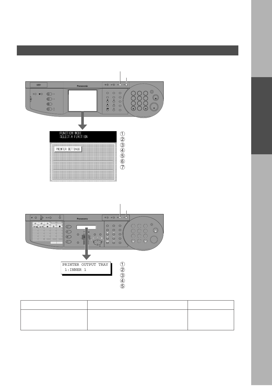 Setting print conditions: setting on the device, Installation and configuration (windows 2000), Printer output tray 1:inner 1 | Panasonic DP-2000 User Manual | Page 73 / 180