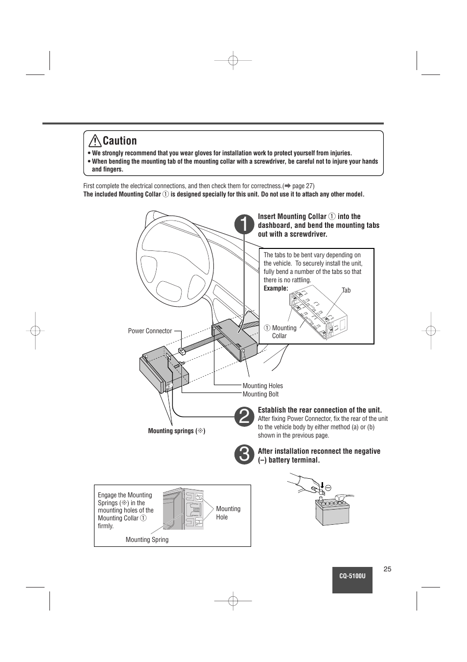 Caution | Panasonic CQ-5100U User Manual | Page 25 / 32