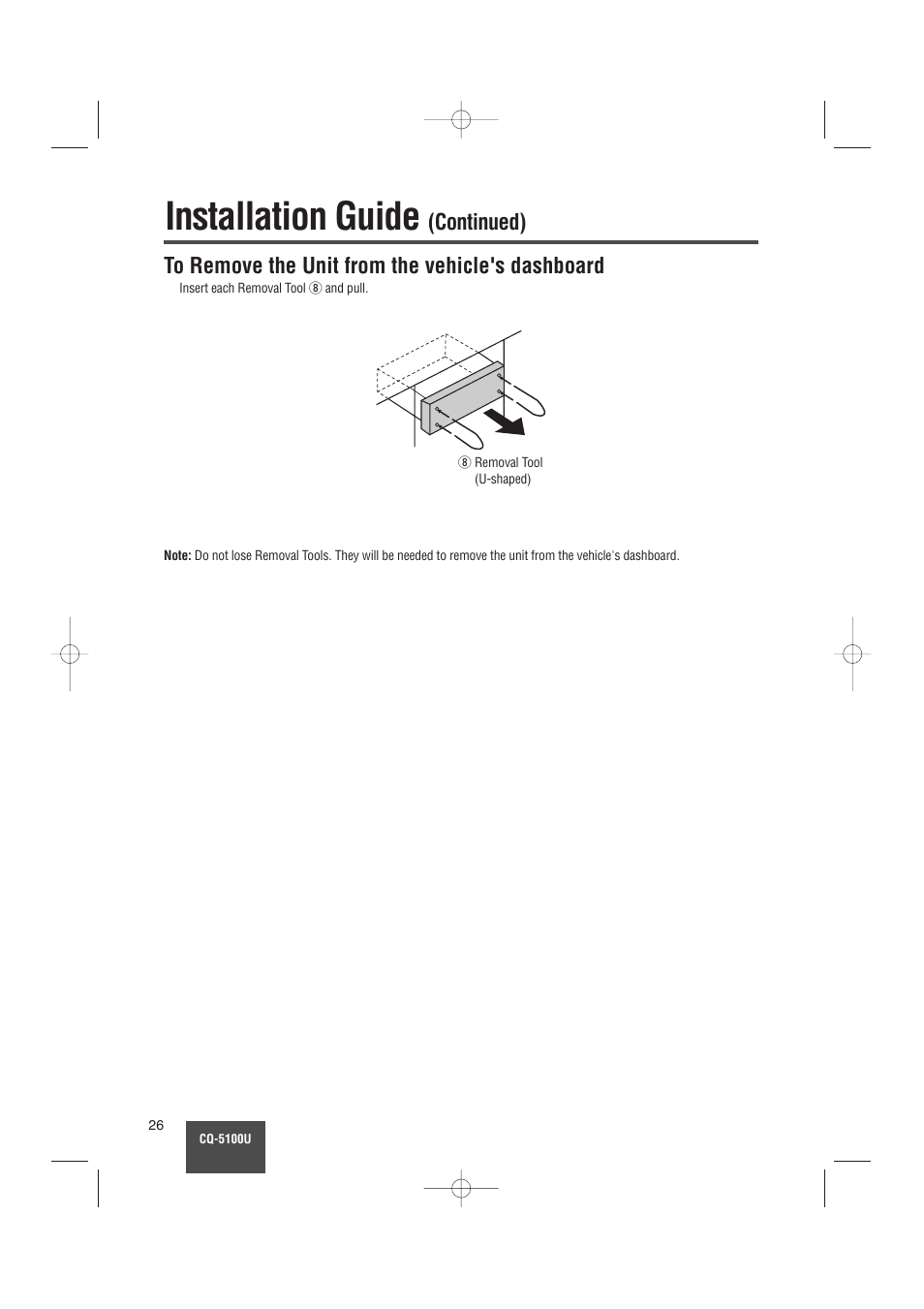 Installation guide, Continued) | Panasonic CQ-5100U User Manual | Page 26 / 32