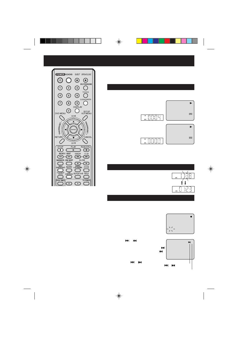 Zero search function, Video index search system, Zero search function / video index search system | The clock/counter-button | Panasonic PV-D734S User Manual | Page 27 / 68