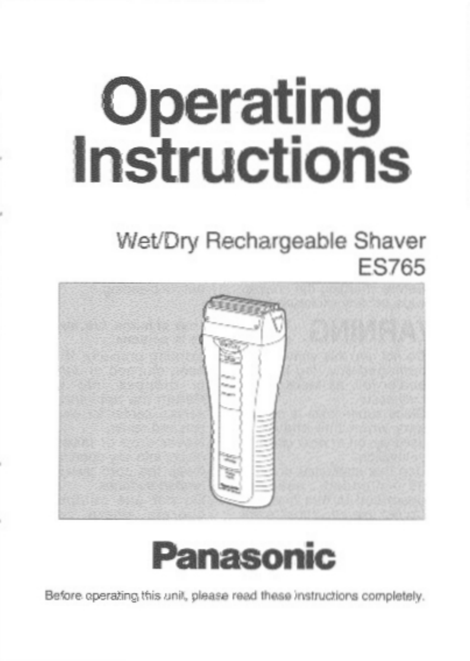 Panasonic ES765 User Manual | 20 pages