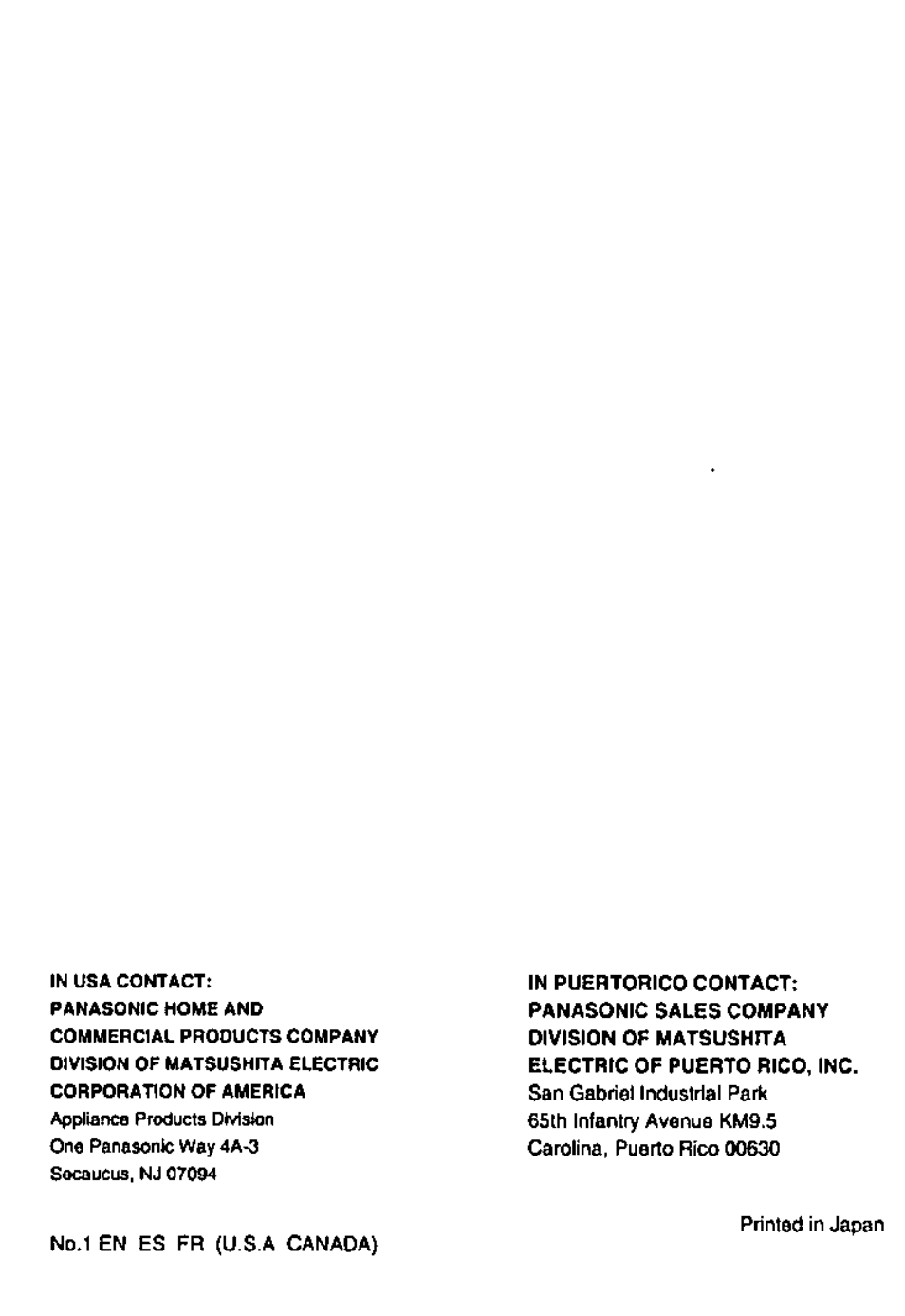 Panasonic ES765 User Manual | Page 20 / 20