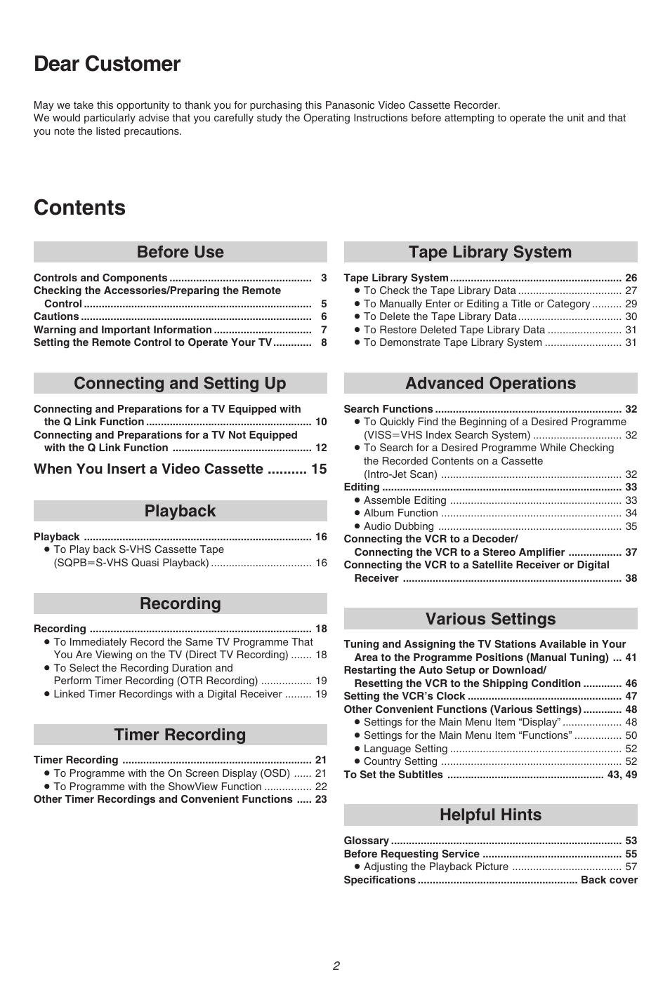 Panasonic NV-FJ710 Series User Manual | Page 2 / 58