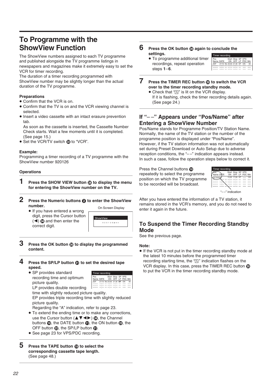 On screen display, Indication | Panasonic NV-FJ710 Series User Manual | Page 22 / 58