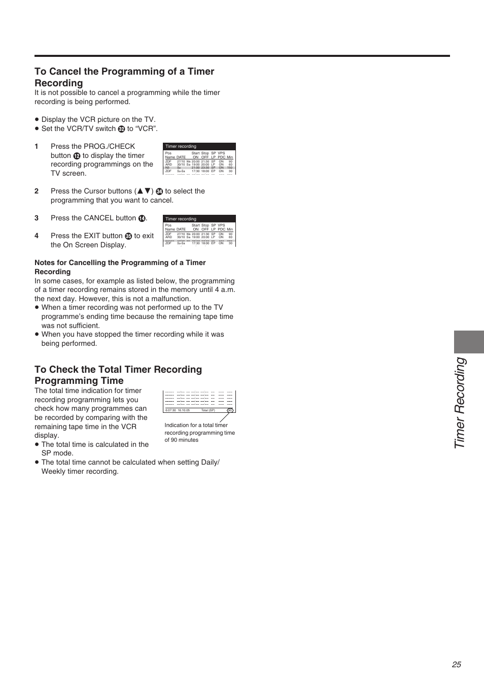 Timer recording | Panasonic NV-FJ710 Series User Manual | Page 25 / 58