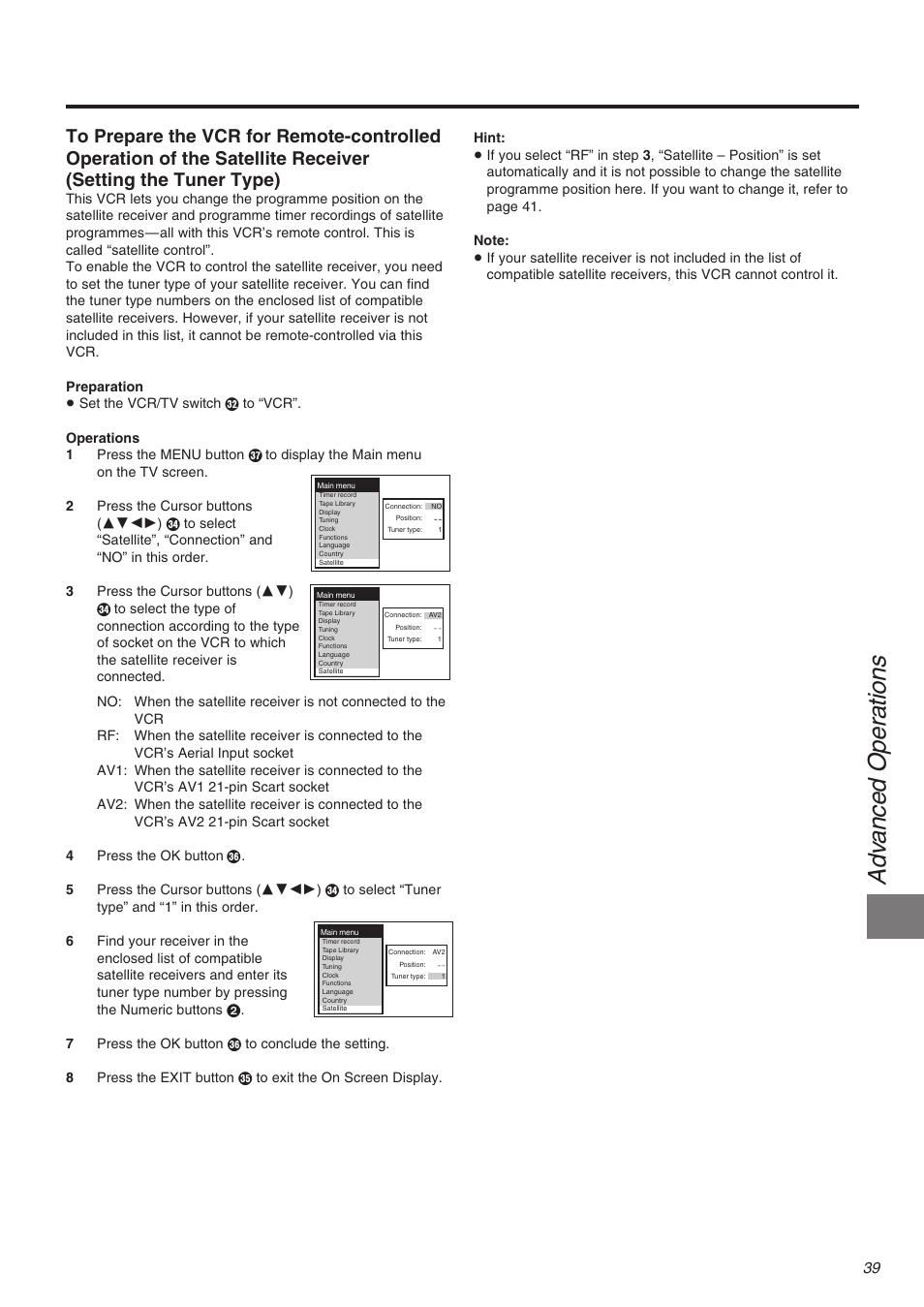 Adv anced oper ations | Panasonic NV-FJ710 Series User Manual | Page 39 / 58