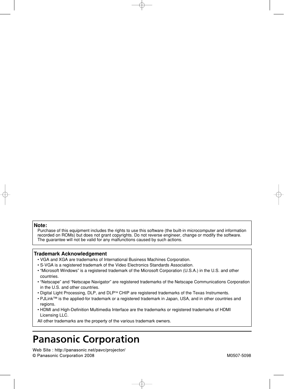 Panasonic PT-DW5100E User Manual | Page 64 / 64