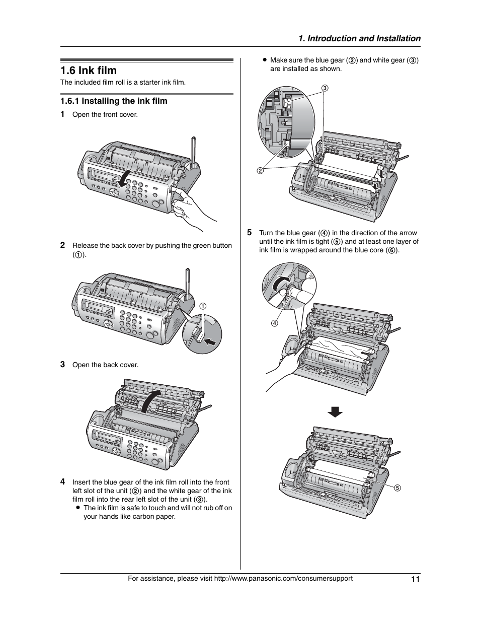 6 ink film | Panasonic KX-FG2451 User Manual | Page 11 / 76