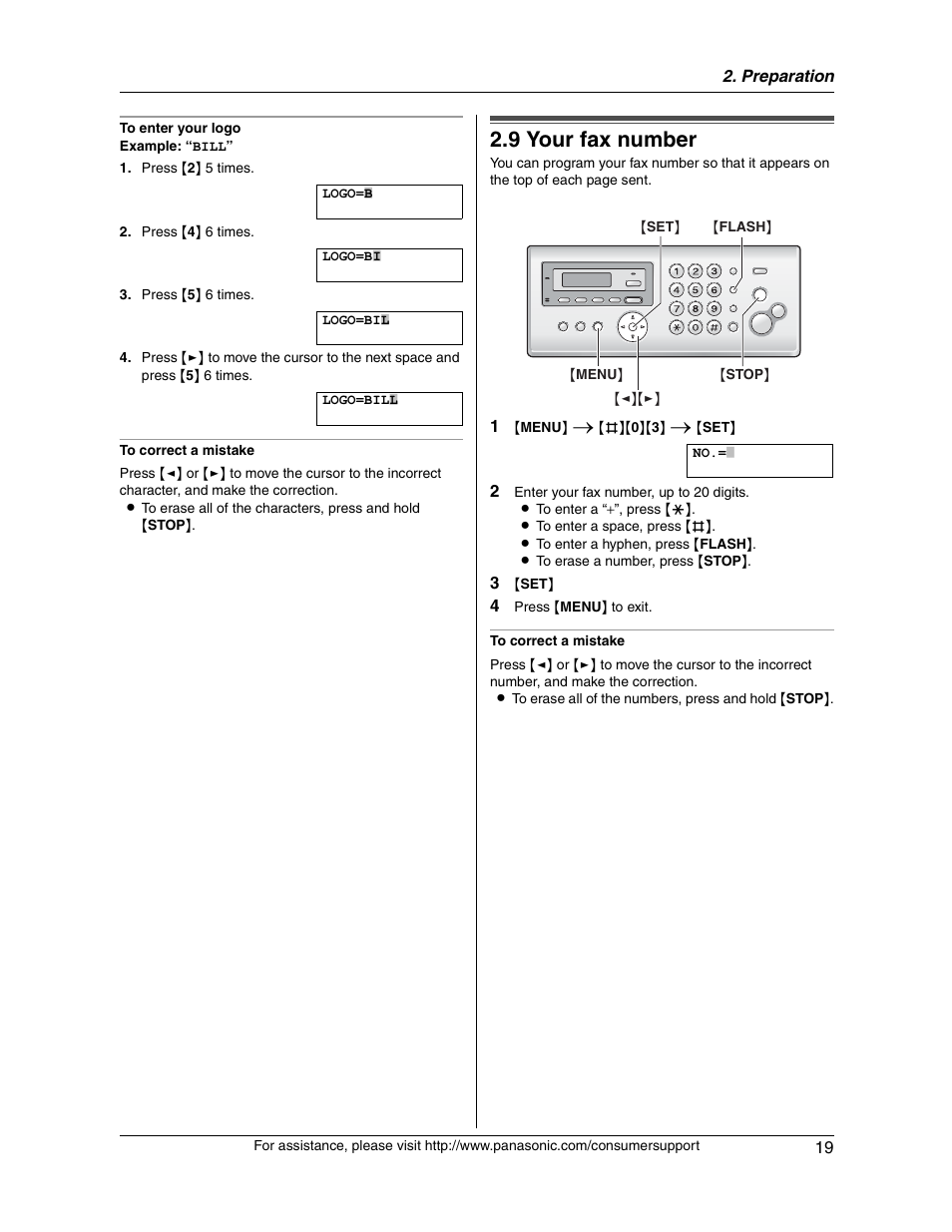 9 your fax number | Panasonic KX-FG2451 User Manual | Page 19 / 76