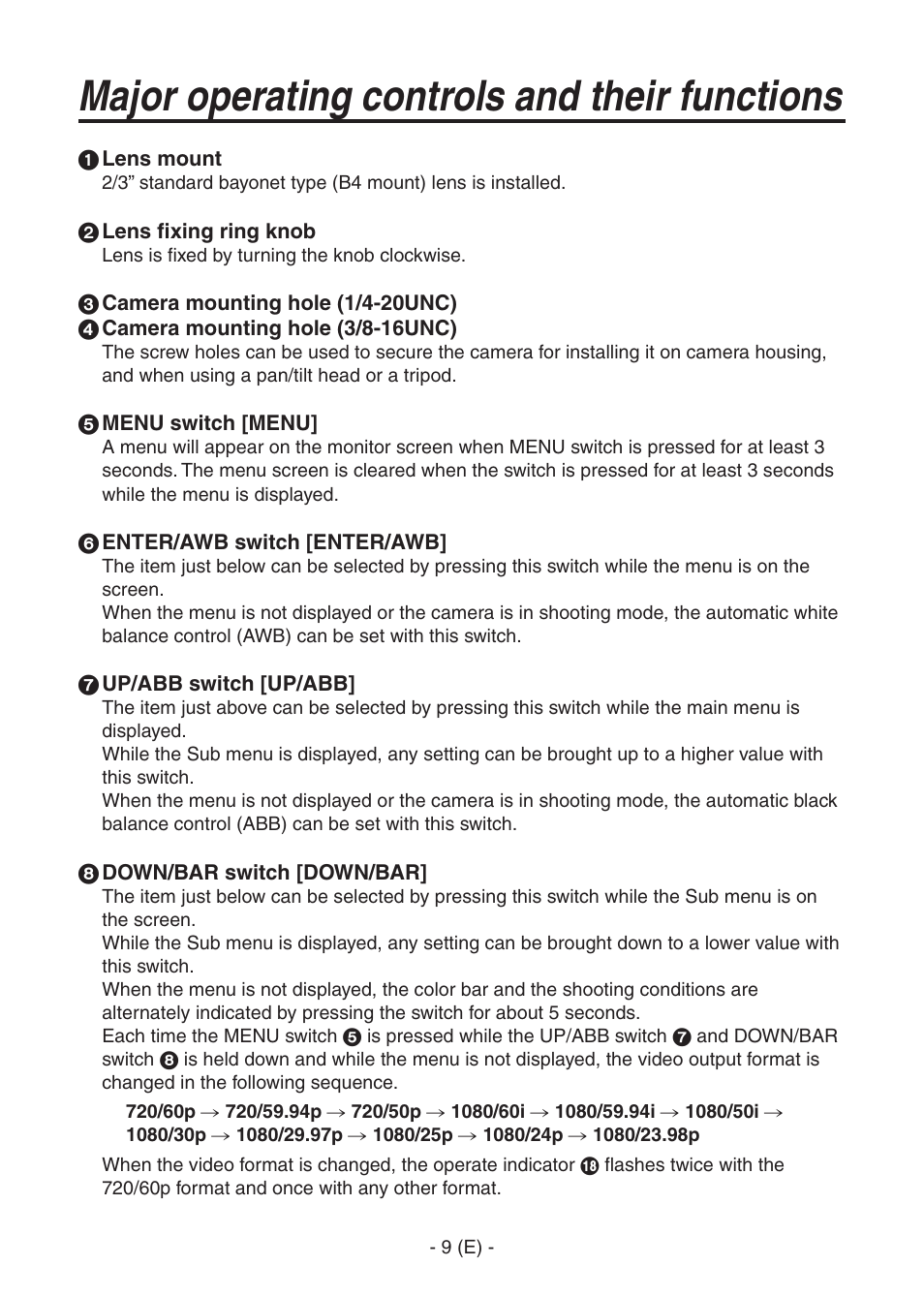 Ak-hc1500goperators manual 10.pdf, Major operating controls and their functions | Panasonic AK-HC1500G User Manual | Page 10 / 52