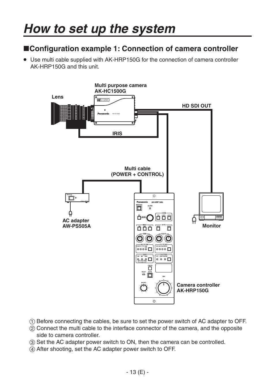 Ak-hc1500goperators manual 14.pdf, How to set up the system | Panasonic AK-HC1500G User Manual | Page 14 / 52